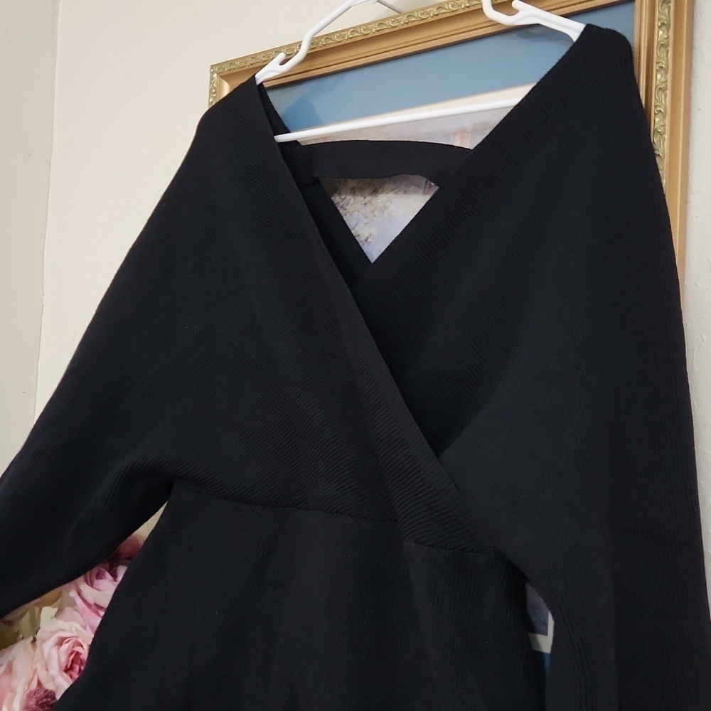 Romantic & Sexy Black Knit Sweater Dress XL Date Night Concert Festival - Picture 2 of 6